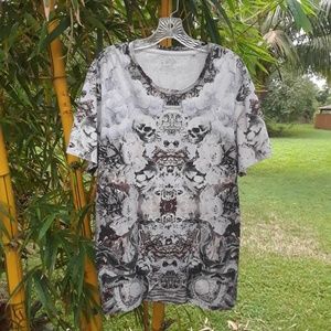 GUESS TShirt Skull Snake Roses Short Sleeve Tee